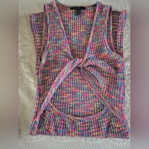 Forever 21 Multicolor Knit Twist-Front Summer Dress Size M